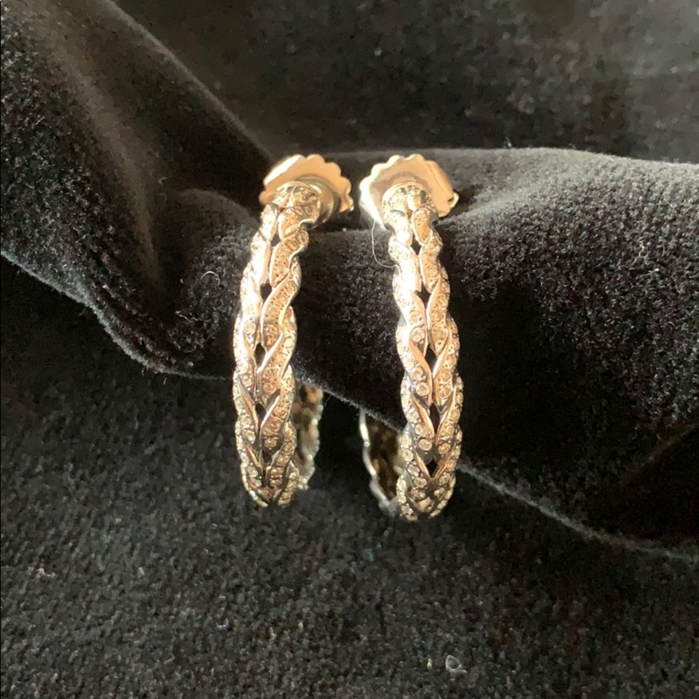 John Hardy silver and diamond hoop earrings
